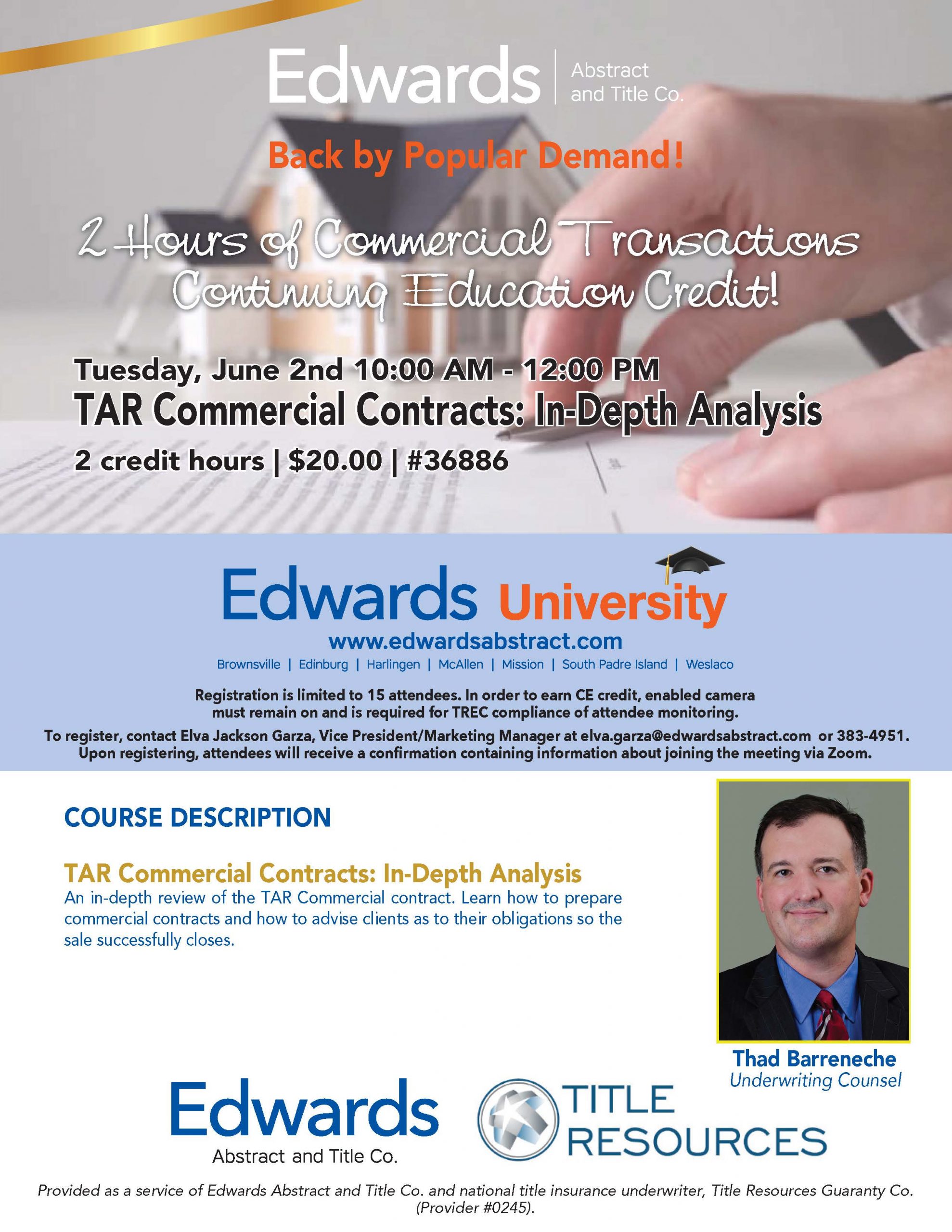 Read more about the article Back by popular demand – TAR Commercial Contracts CE
