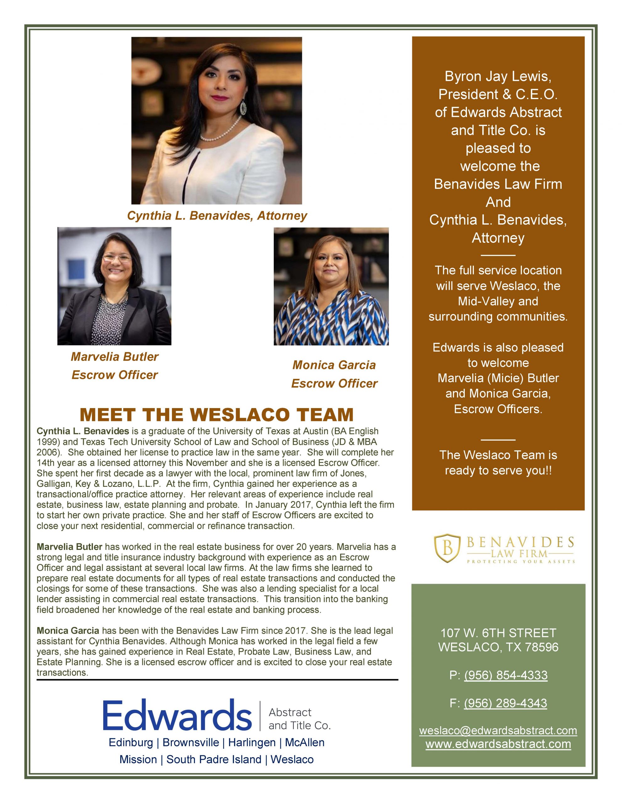 Read more about the article Edwards welcomes Weslaco Team!
