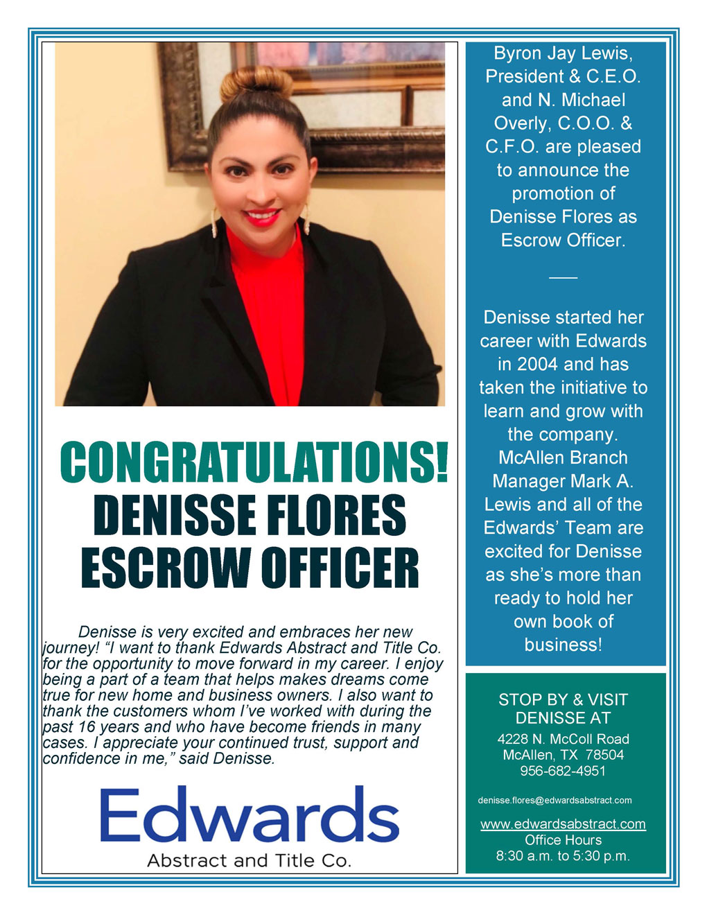 Read more about the article Edwards’ Newest Escrow Officer  Denisse Flores