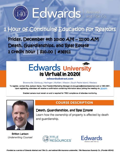 Read more about the article TWO chances to EARN CE with Edwards in December!
