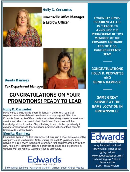 Read more about the article Congratulations to Holly D. Cervantes and Benita Ramirez!
