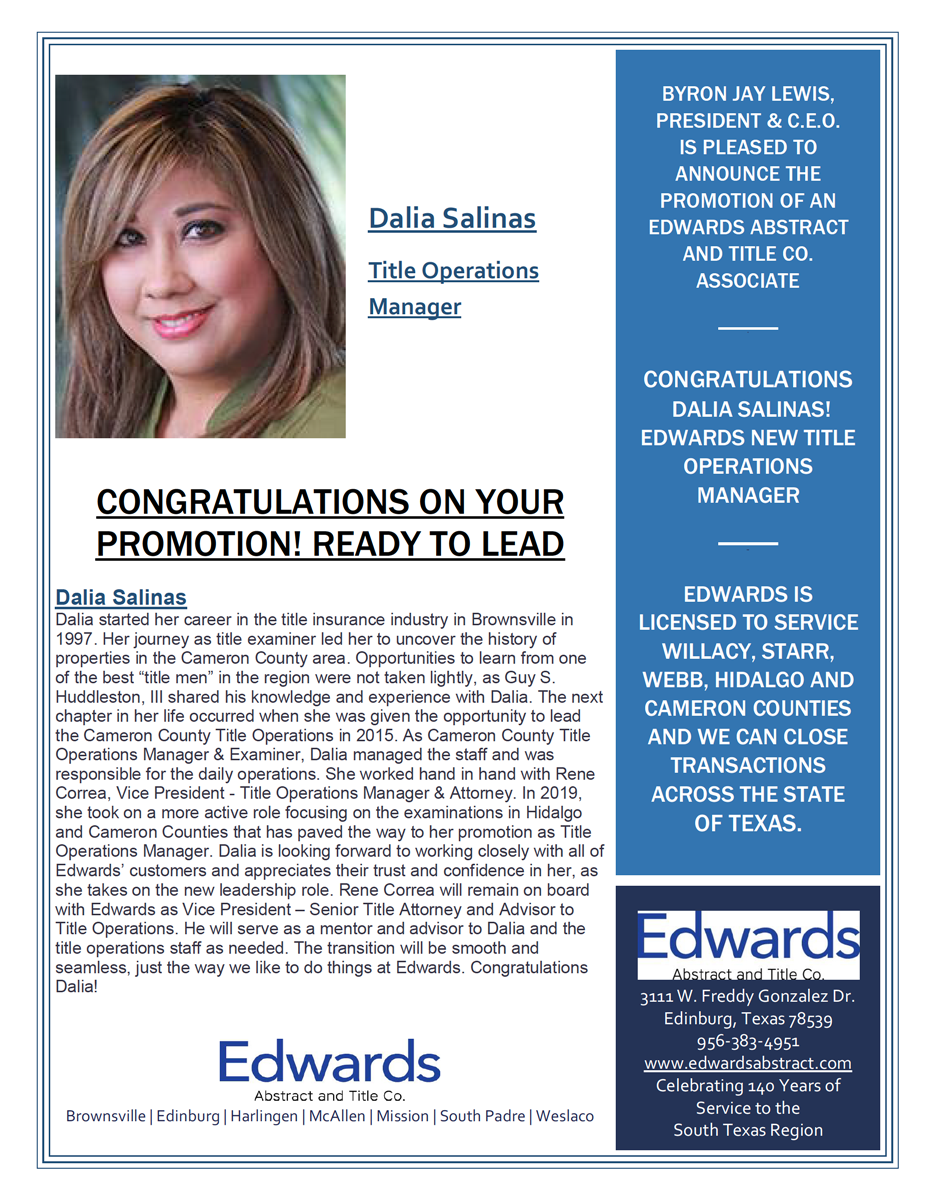 Read more about the article Congratulations Dalia, Title Operations Manager!