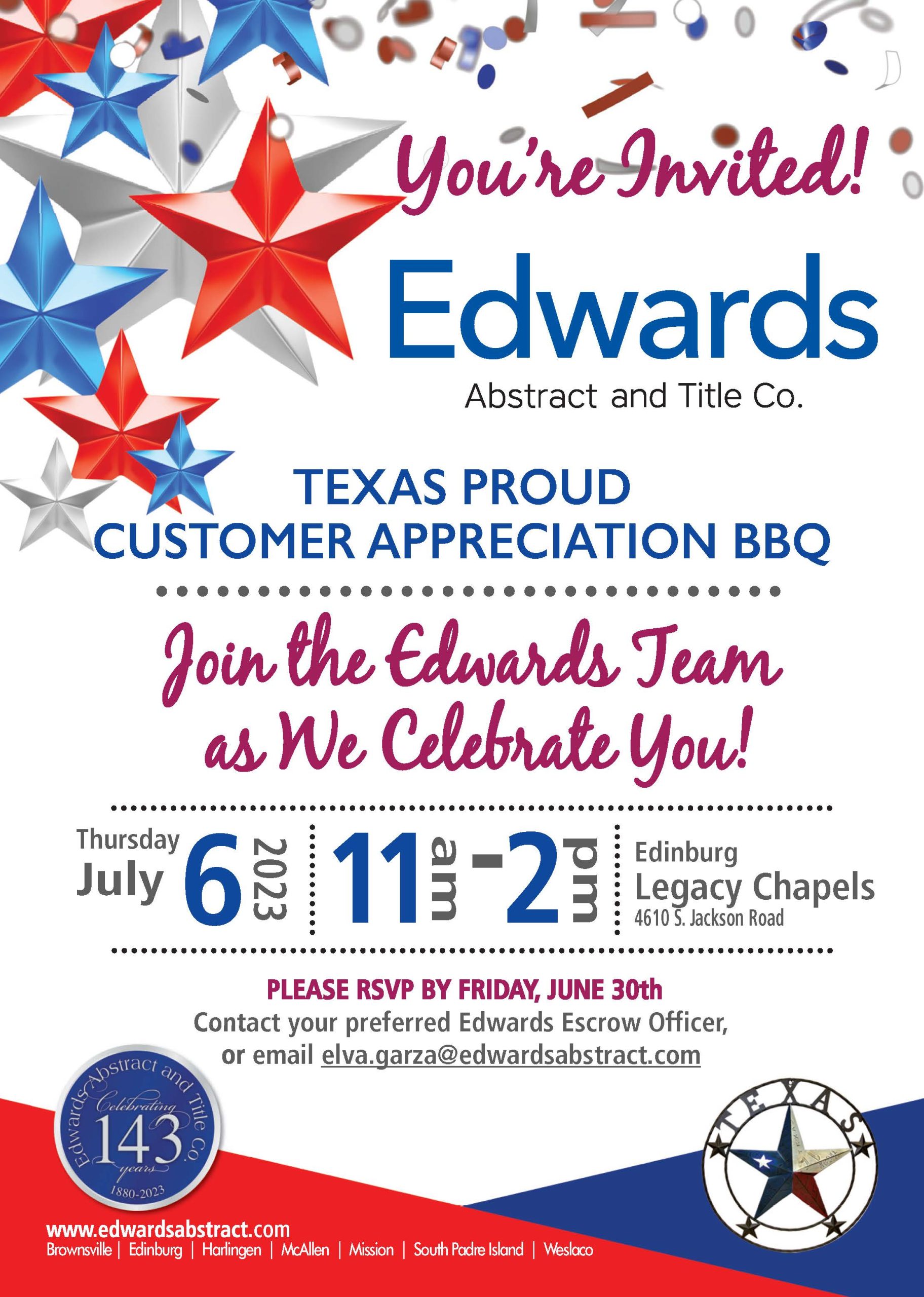 Read more about the article Edwards Abstract Title and Co. Texas Proud Customer Appreciation BBQ